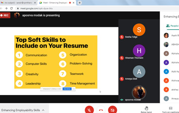 Enhancing Employability Skills an Online Session of Mr. Apoorva Modak, Senior Sap Executive at Capgemini (ISU & On- Boarding) on 20th March 2021.