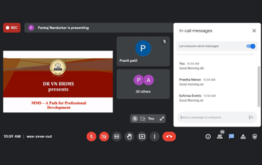 DR V N BRIMS conducted Webinar on How Does the MMS Programme at BRIMS helps to sharpen your domain skills Through Academic Excellence by Dr. Pallavi Chandwaskar
